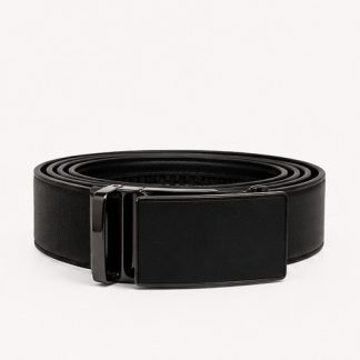 Cinturón Urban Black Automático de cuero para hombre con hebilla automática color negro brillante.